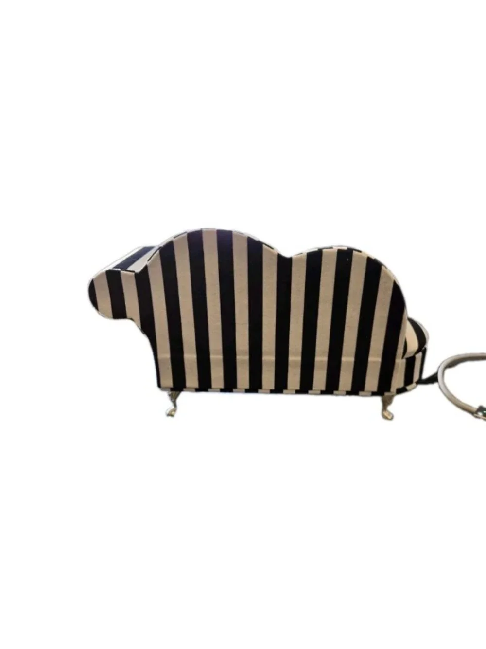 New Black & White Stripped Doll Chaise Jewelry Box Organizer Couch Jewelry Box